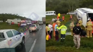 MANHÃ DE SEGUNDA: ônibus tomba na BR-324 e deixa 15 pessoas feridas