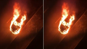 Carro pega fogo na Ladeira do Cabula, em Salvador