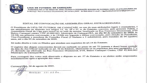 EDITAL DE CONVOCAÇÃO DE A SSEMBLÉIA GERAL EXTRAORDINÁRI, O Presidente da LIGA DE FUTEBOL DE CAMAÇARI