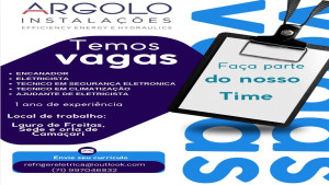 📢 OPORTUNIDADE DE EMPREGO | ARGOLO INSTALAÇÕES