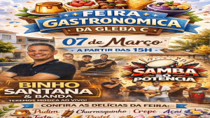 Feira Gastronômica da Gleba C terá música ao vivo, comidas típicas e diversão para as crianças neste sábado (7) 🎶🍔🍧